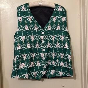Festive Green and White Vest with Bow Tie